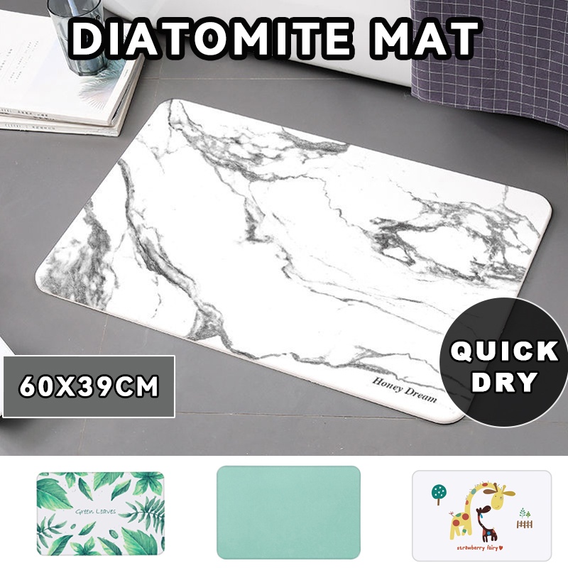 *Ready Stock* Bath Mat Anti Slip Japan Diatomite Floor 60*39cm Toilet Kitchen Antislip Fast