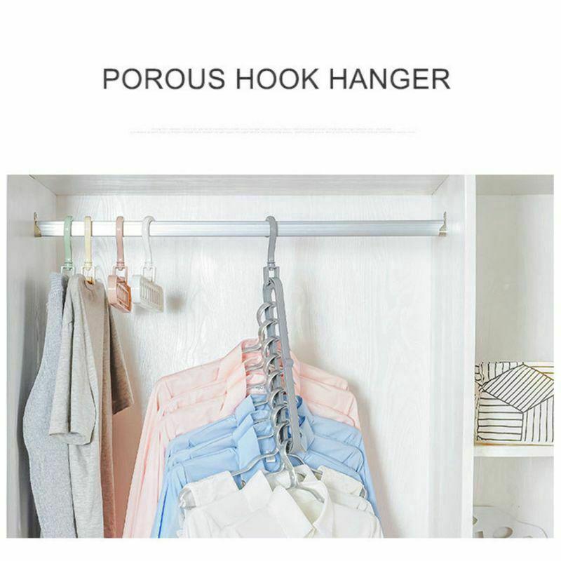 Tik Tok Fashion Durable 9hole Magic Hook Hanger Storage 360° rotate extendable foldable thicken