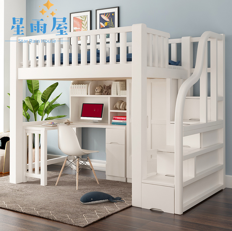 Bed under table high and low bed with desk double bed