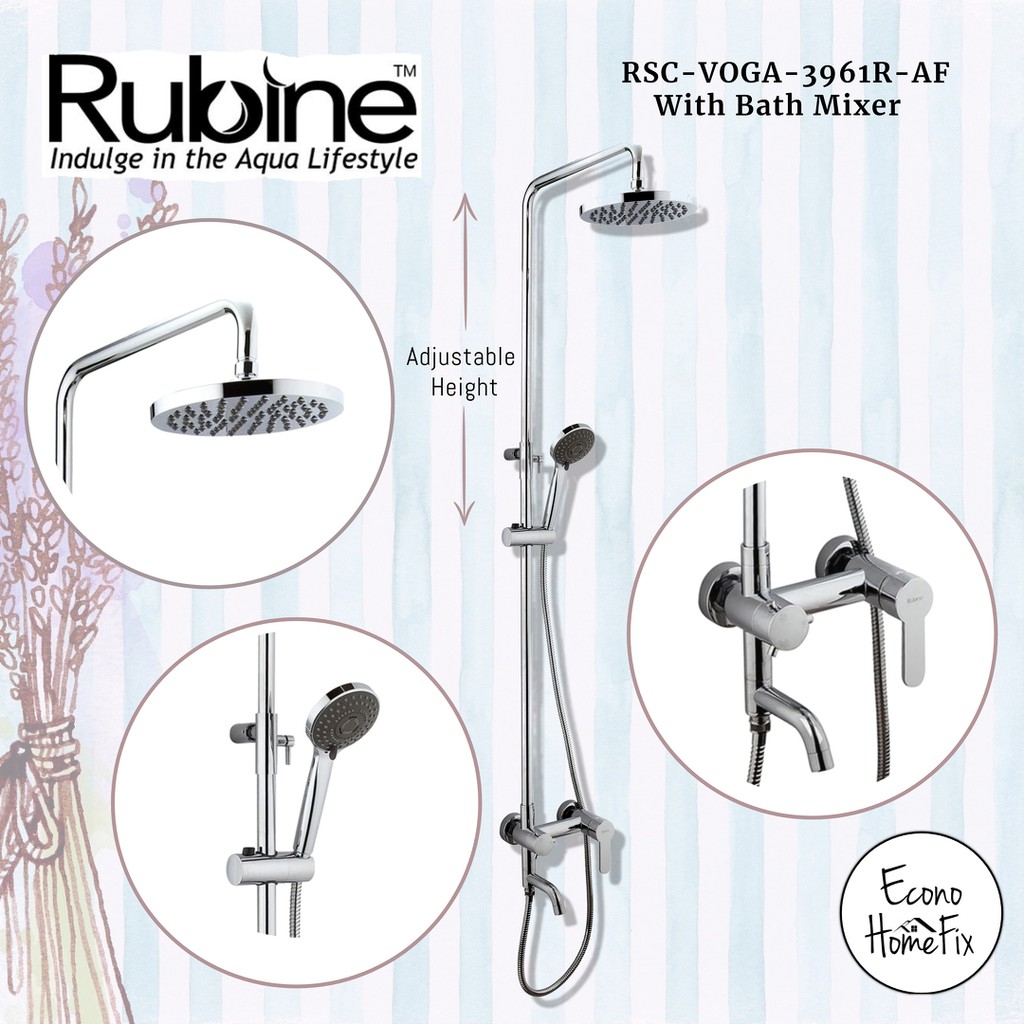 [ RUBINE ] RSCVOGA3961RAF Rain Shower Column Set with Bath Mixer
