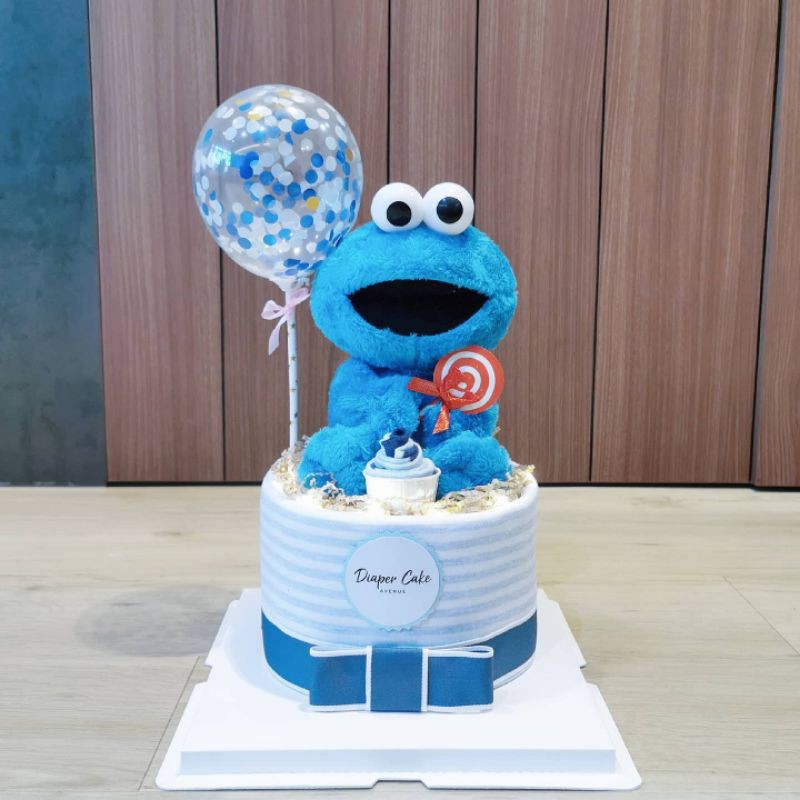 Baby Hamper Diaper Cake Cookie Monster (Singapore) for Newborn, Full