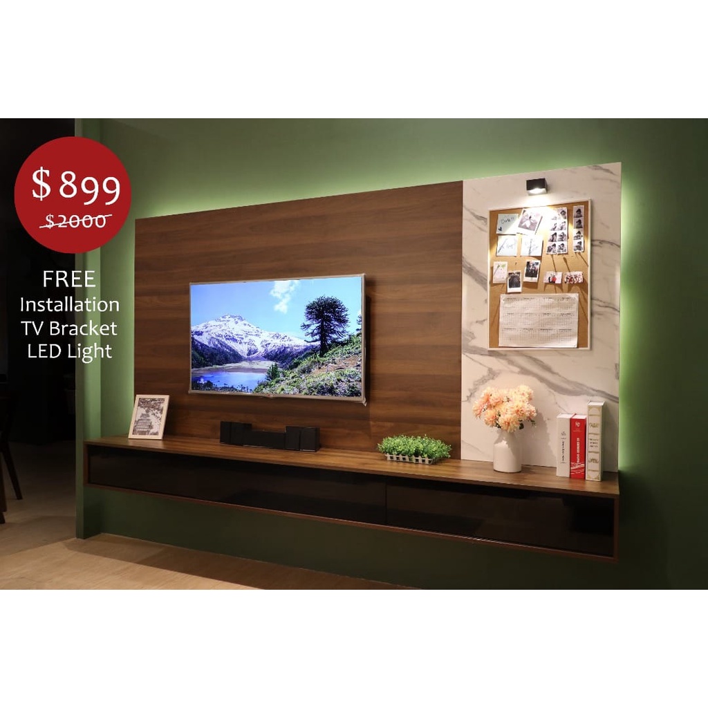 HWTC 04 Hanging Wall TV Wall Panel with LED down light