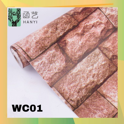 45cm x 10 meter //BROWN BRICK// PVC WALLPAPER / FURNITURE WALLPAPER