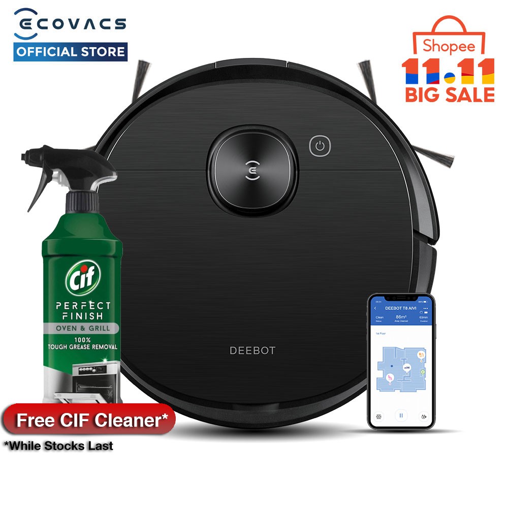 ECOVACS DEEBOT OZMO T8 AIVI Robot Vacuum Cleaner with AI Camera Smart