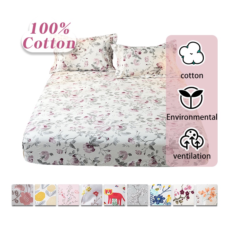 SunnySunny 100 Cotton Fitted Bedsheet Soft and Breathable Washed