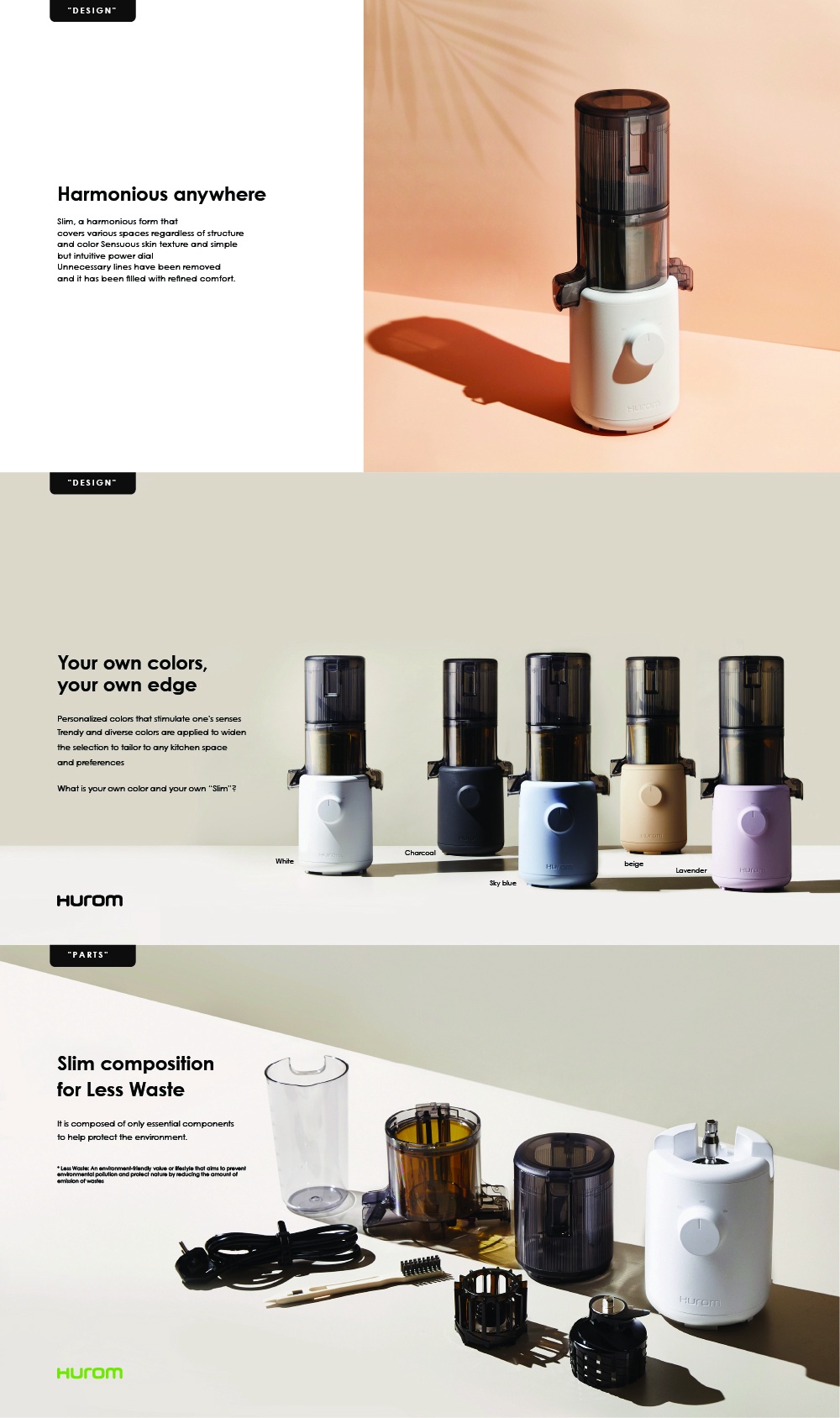 Hurom Slow Juicer H310A Easy Series Slim And Portable Cold Press Fruits