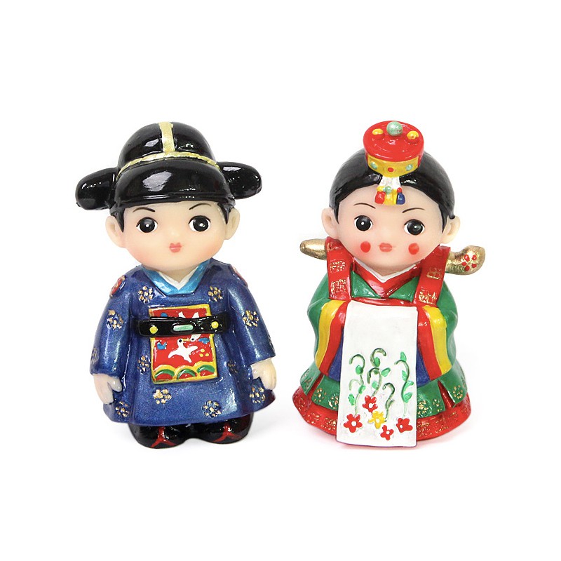 Korean Traditional Folk Doll Wedding Handicraft Dolls 3" Collectible