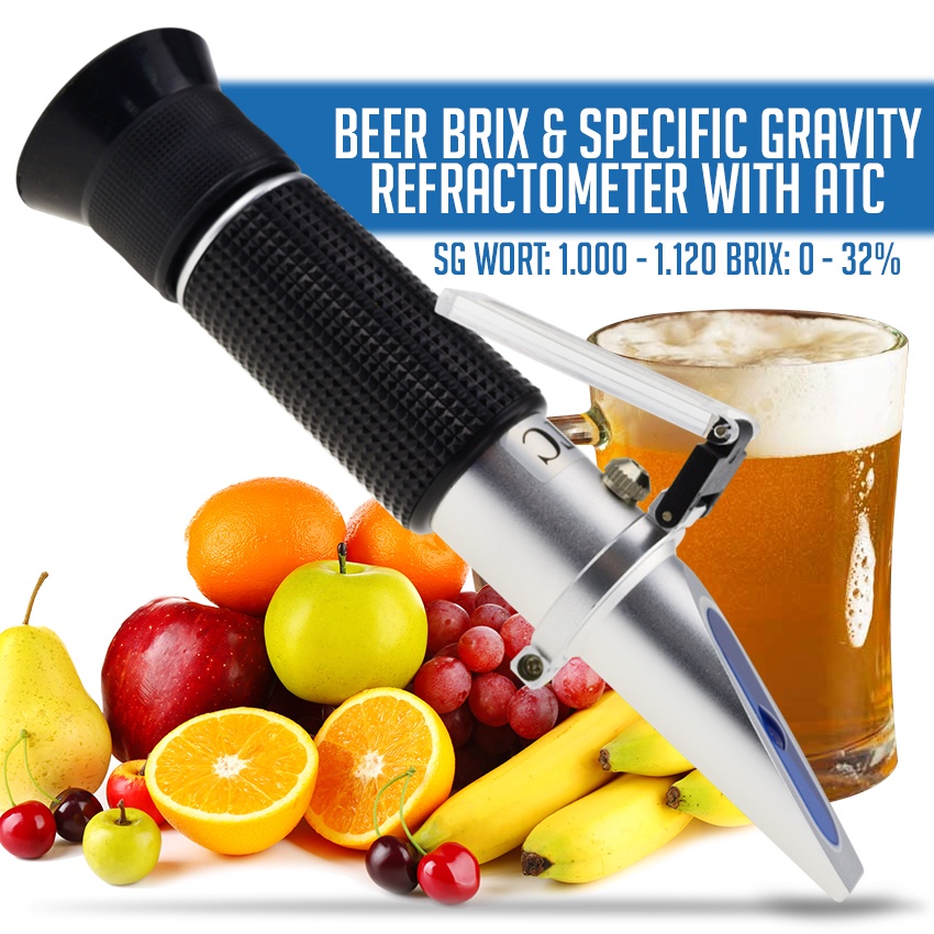 Beer Brix & Specific Gravity Refractometer with ATC Optic Dual Scale 0