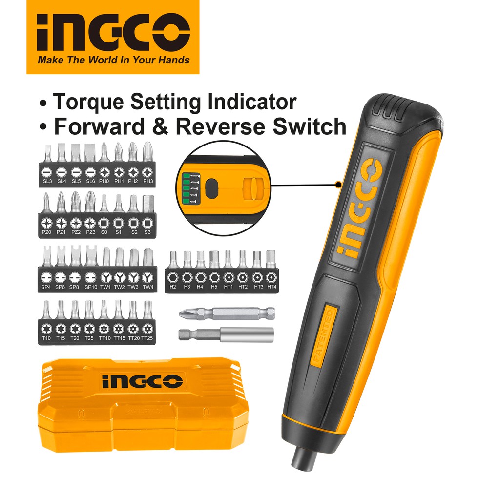INGCO LithiumIon Cordless Electric Screwdriver Portable Rechargeable