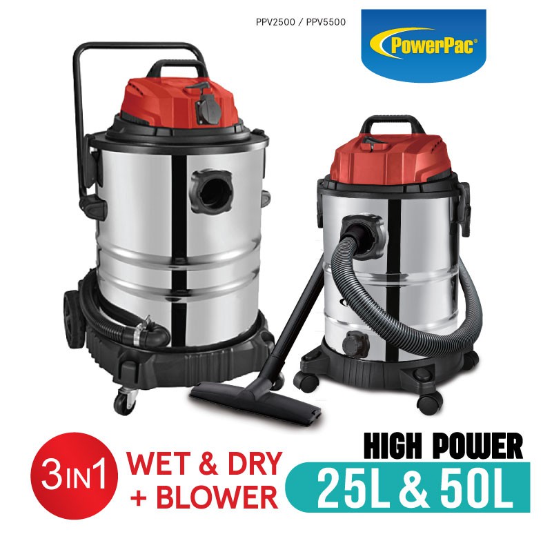 PowerPac Vacuum Cleaner Wet & Dry + Blower with Vacuum 18KPa Suction