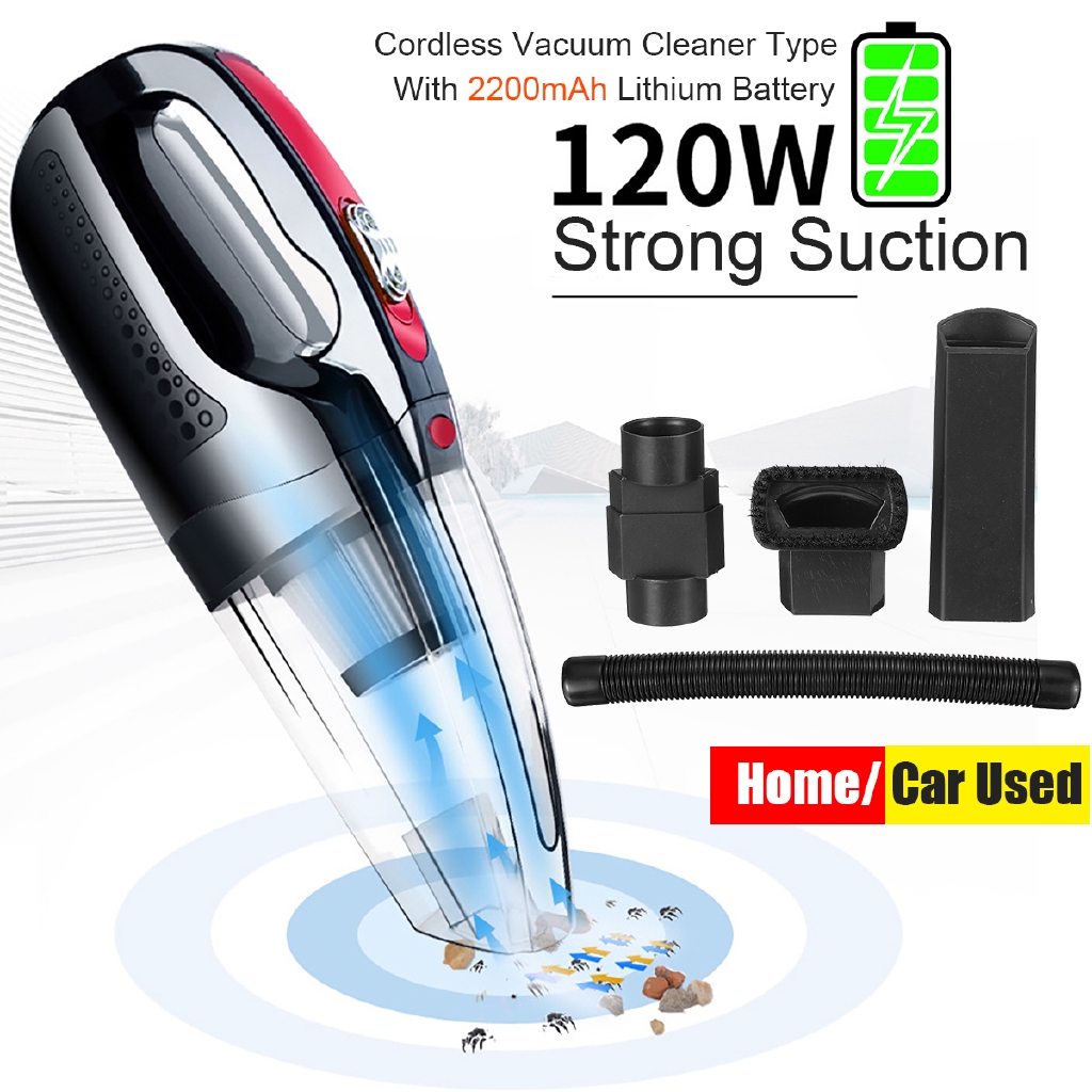 Cordless Rechargeable Vacuum Cleaner Portable Wet Dry Handheld 120W Car
