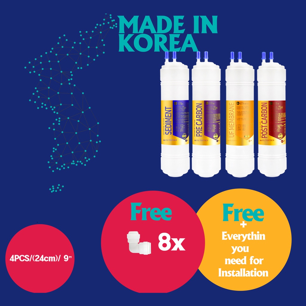 8" / 20cm 4PC, Water Filters for RASLOK or Wow water dispensers Korea