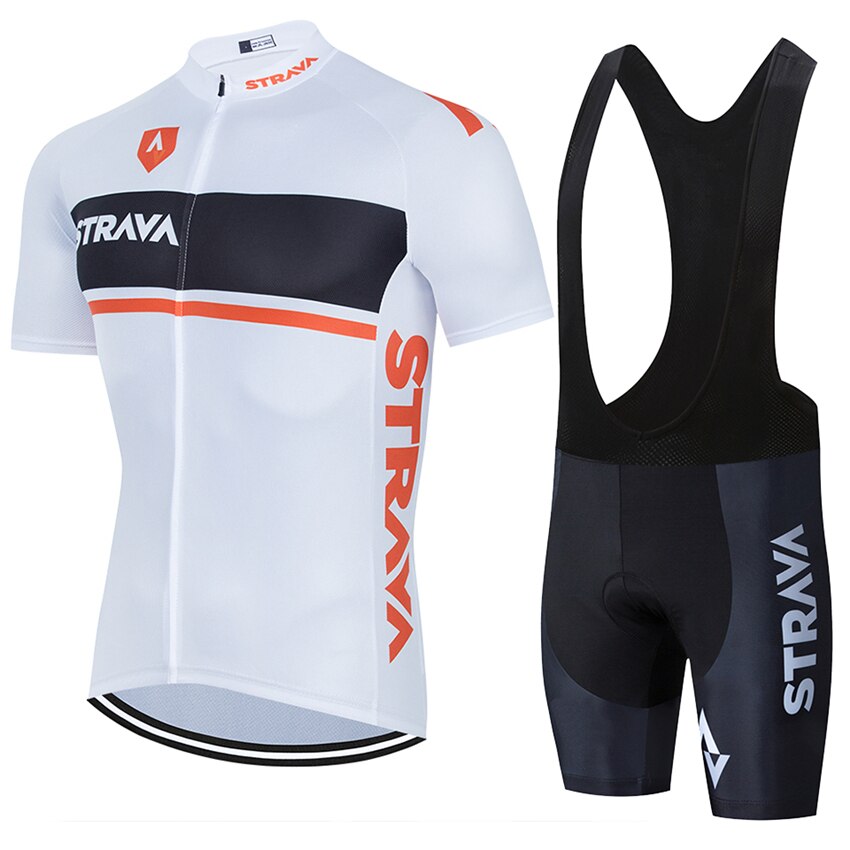 STRAVA Team Cycling Jersey Clothing Set Mens Bicycle Maillot MTB Racing