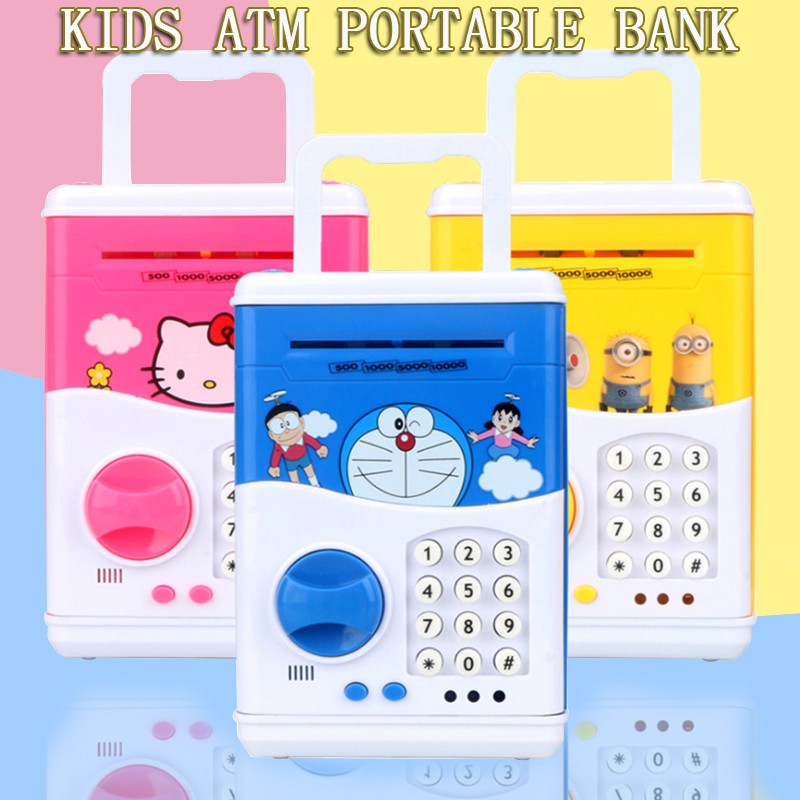 Hello Kitty Kids ATM Password Insurance Automatic RollMoney Coin Piggy