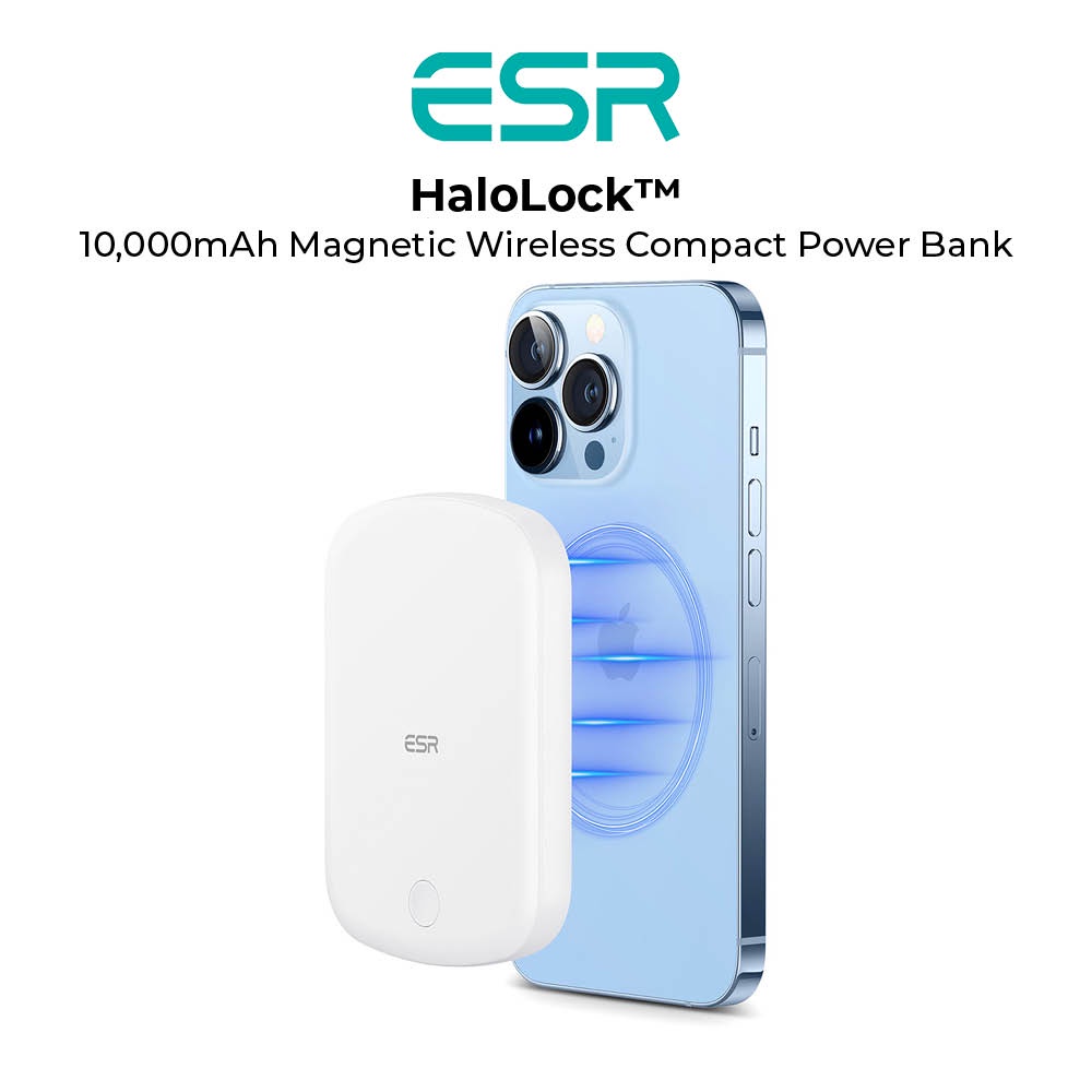 ESR Halolock 10000mah Magnetic Wireless Compact Power Bank - White