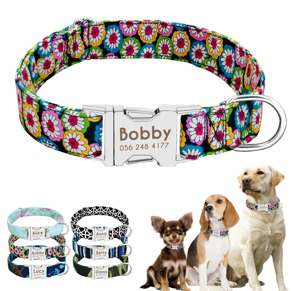 Personalised Dog Collar Heavy Duty Buckle Engraved ID Name Custom