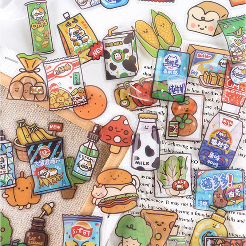 Cute Bread Milk Snack Stickers Korean Ins Stickers Decoration Room