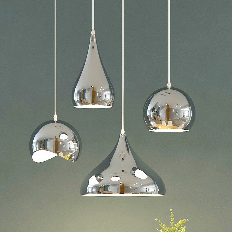 Modern Minimalist E27 Dining Table Pendant Light Silver Led Hanging