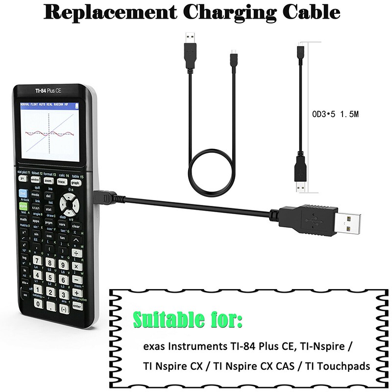 USB Charging Cable For Texas Instruments TI84 Plus CE/TI Nspire CX/TI