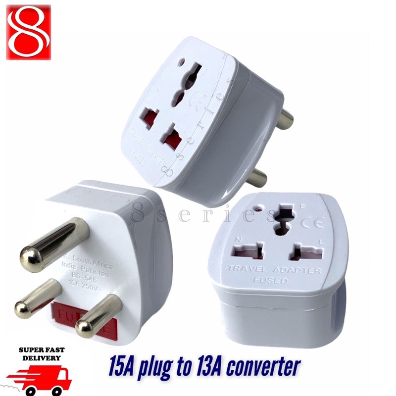 Sound Tech Travel Adaptor / 15A 13A converter / Round pin to