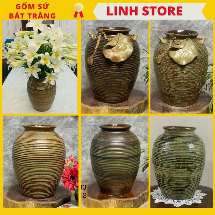 Bat Trang Ceramic Vase Flower Vase Ceramic Flower Vase Lotus
