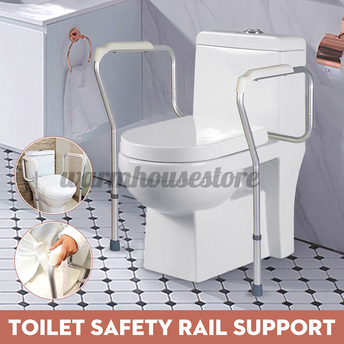 Clinker nonslip handle for toilet armrest Toilet Safety Rails Frame