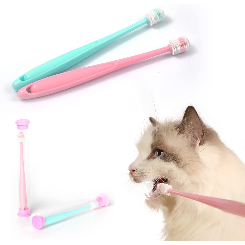 Emmeliestella Small dog & Cat Toothbrush 360 Degree Soft Silicone, Cat