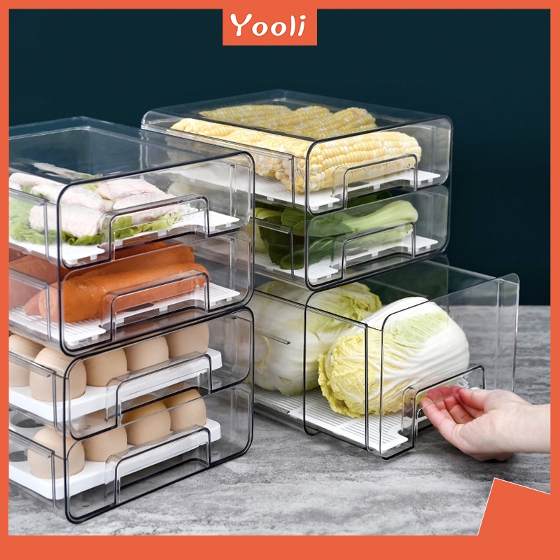 Yooli {READY STOCK} PET drawer type layered refrigerator storage box