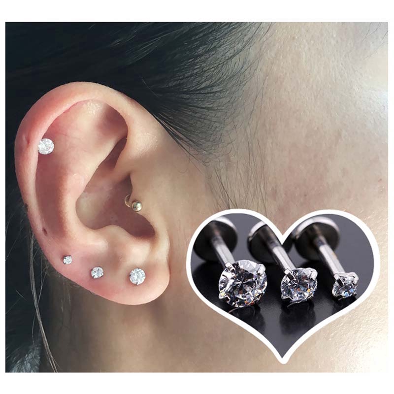 1piece Internal Thread Labret Lip Stud Ear Tragus Helix Piercing