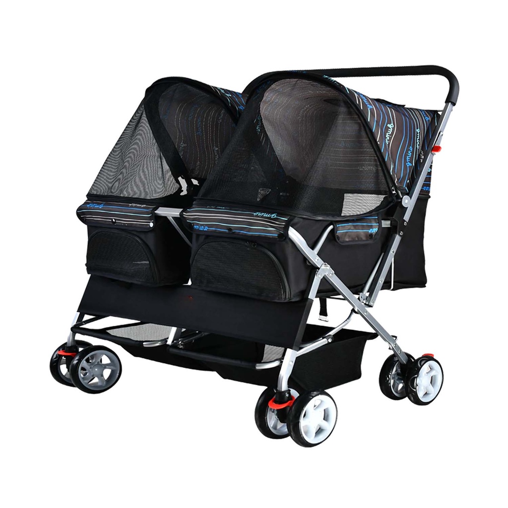2gather Twin Pet Stroller (black/stripe) Shopee Singapore