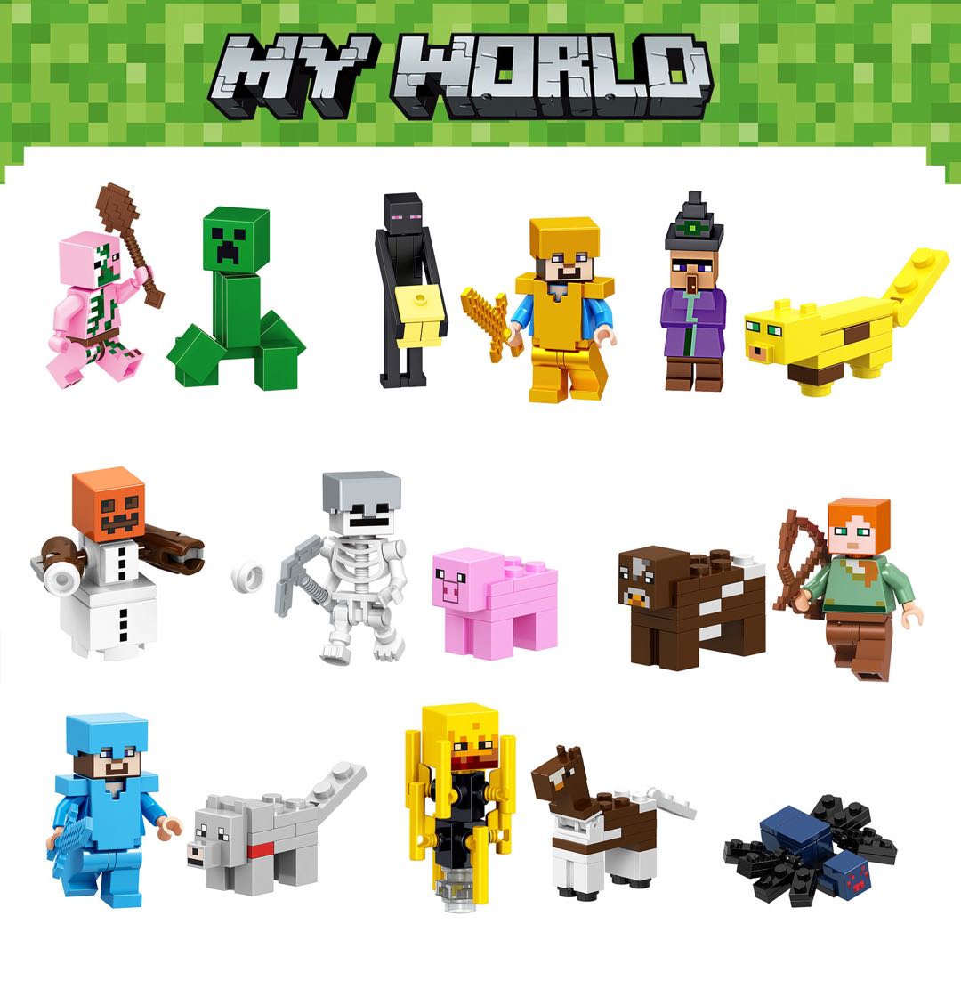 16pcs Minecraft Mini Figures Building Blocks dolls Compatible Lego