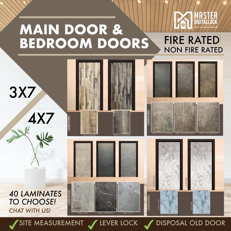 HDB MAIN FIRE RATED / NON FIRE RATED DOOR / BEDROOM DOOR WITH