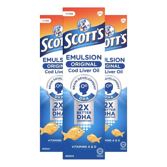 SG [Bundles of 1&2&3] Scott's Emulsion Cod Liver Oil, Original, 400ml. Exp. MAY 2024 Scott Fish