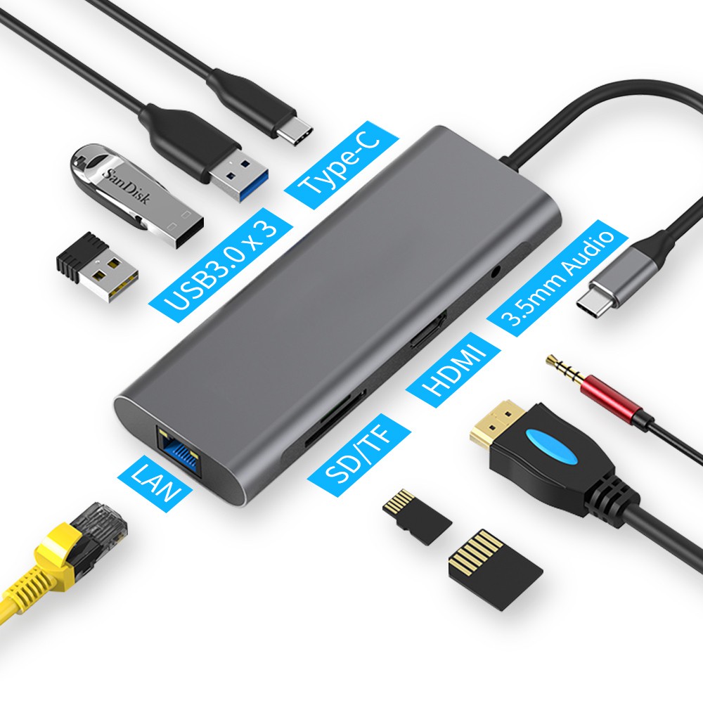 【SG】Multi Dock USB C Hub Type C to USB 3.0 HDMI VGA 3.5mm