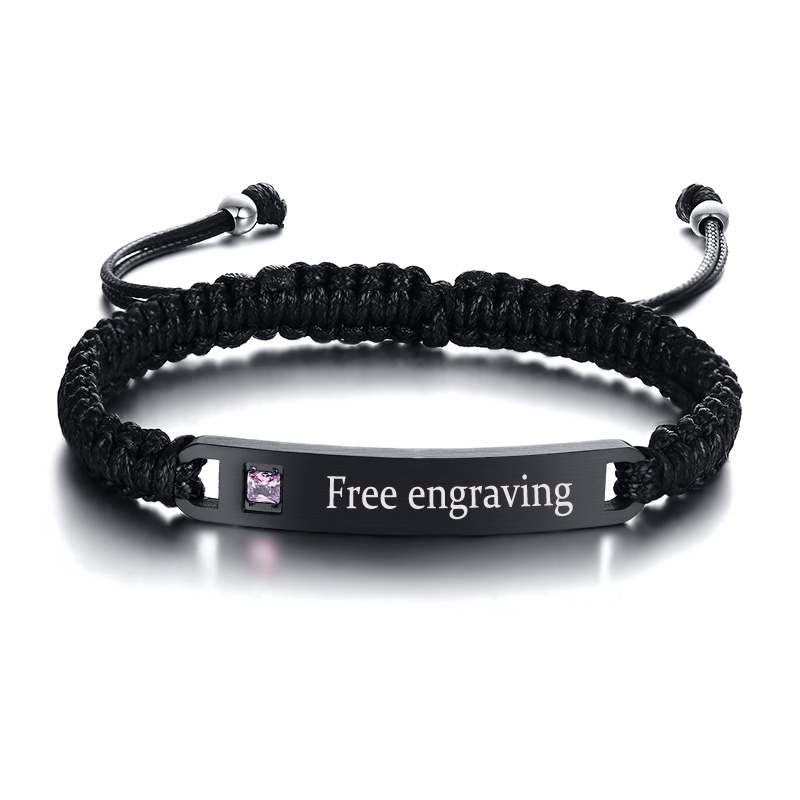 Vnox Men Women Personalized Birthstone Bracelet Adjustable Size Love