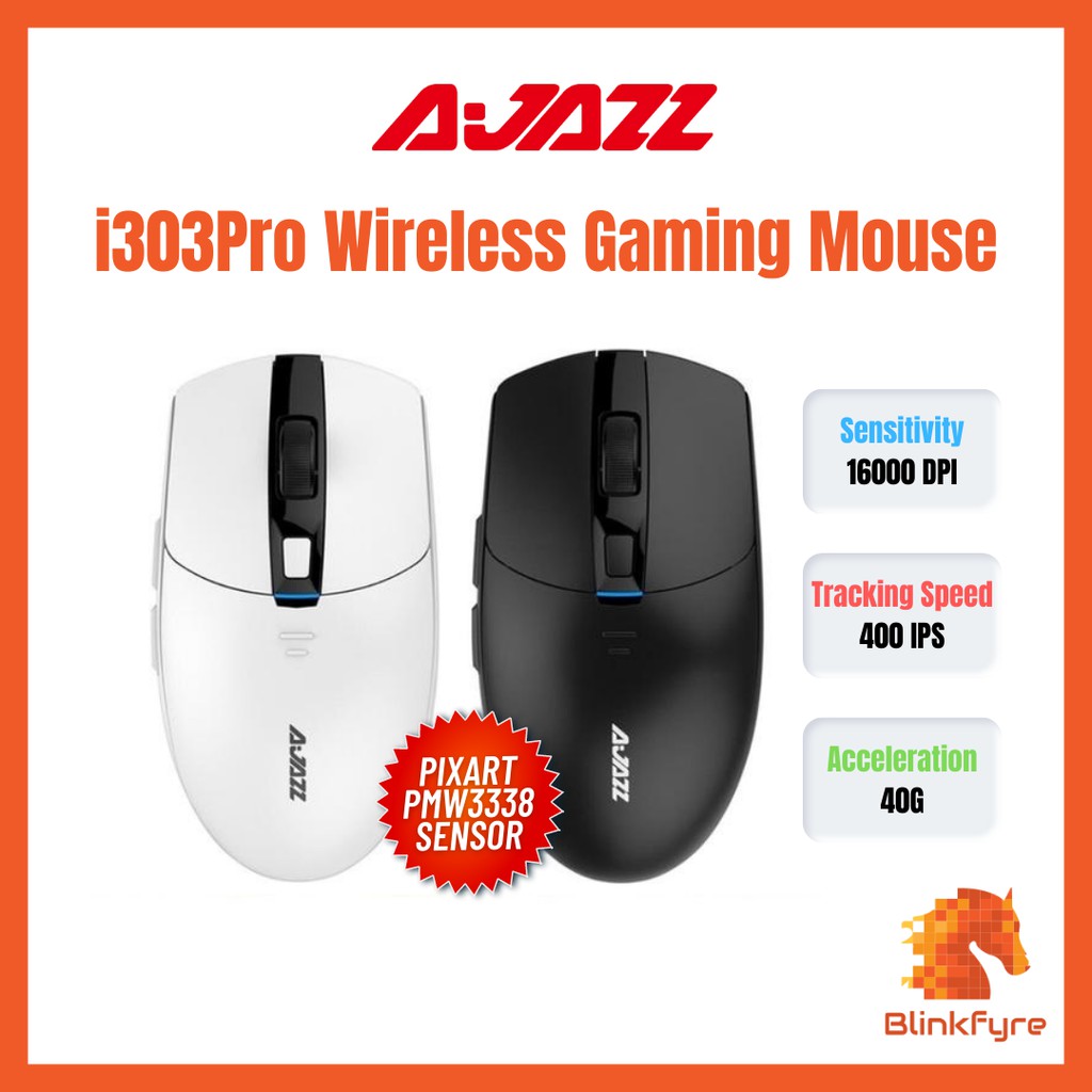 【SG】 Ajazz i303Pro Wireless Optical Gaming Mouse PixArt PAW3338 16000 DPI 7 Level DPI