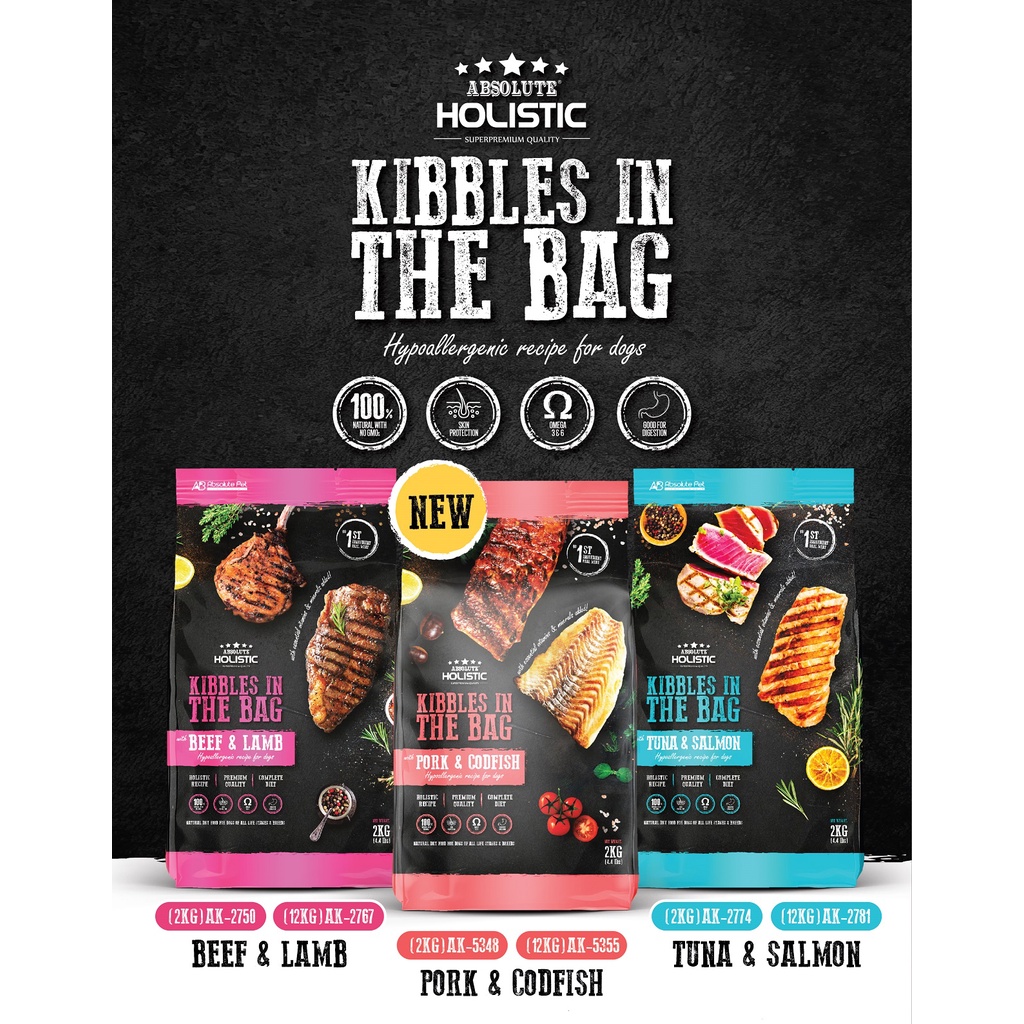 Absolute Holistic Kibbles in the Bag Hypoallergenic Recipe Dog Canine