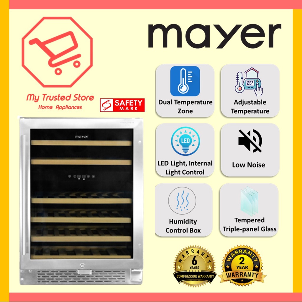 Mayer 46 Bottles Dual Zone Wine Chiller (MMWC46MAG) Shopee Singapore