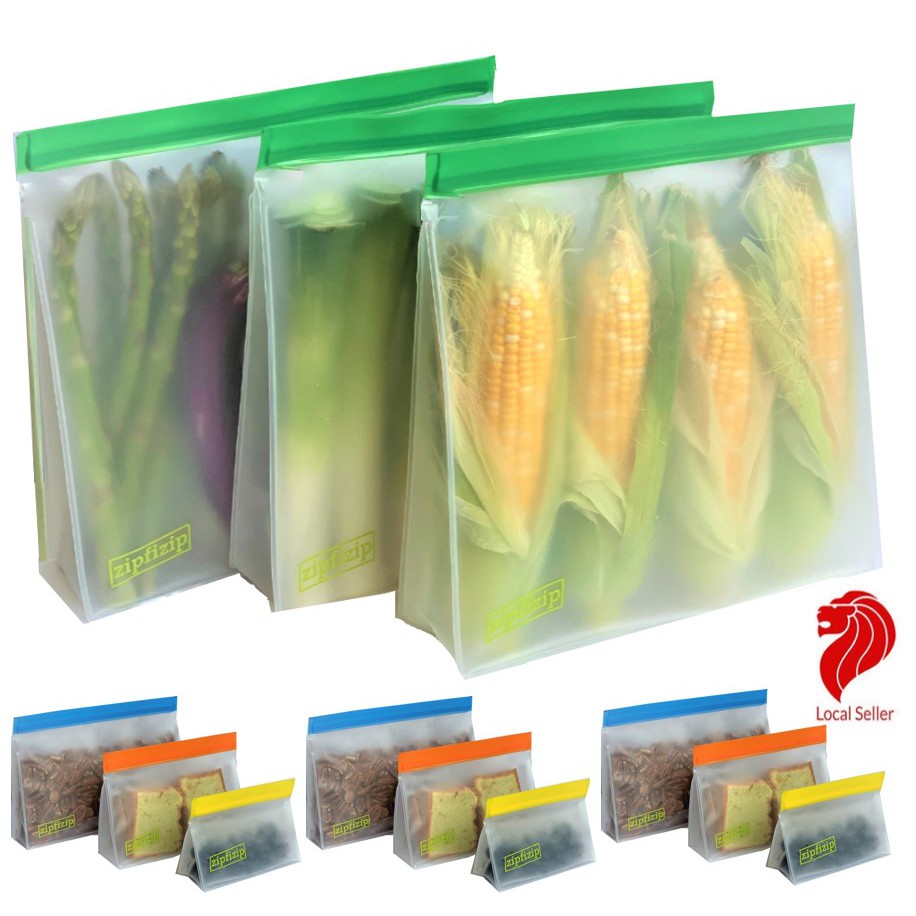Reusable Gallon Storage Ziplock Freezer Bags (12 Pack 4 Sizes