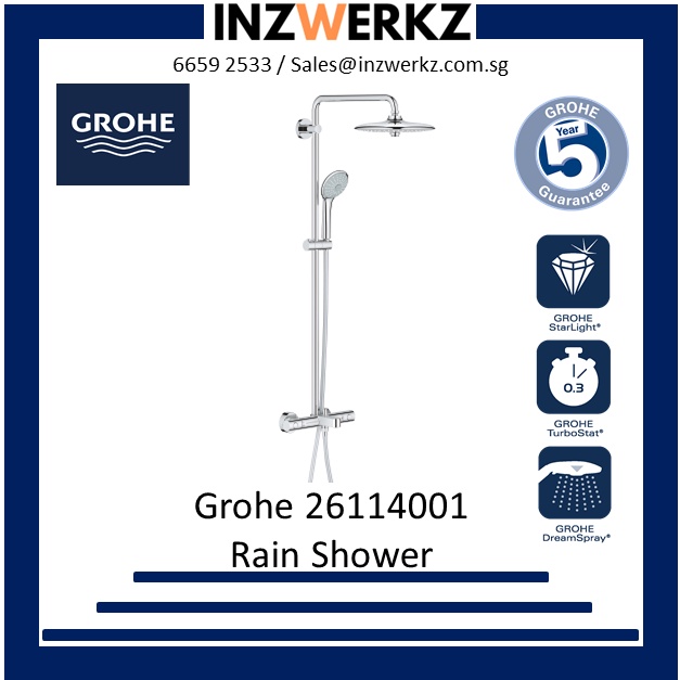Grohe 26114001 Euphoria 260 Thermostat Rain Shower Bath Mixer Shopee Singapore