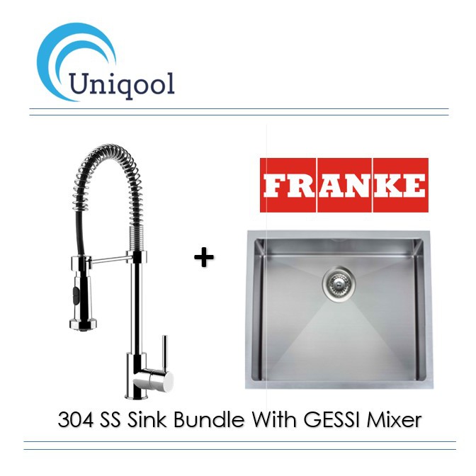 FRANKE 580MM SS304 Single Bowl Sink Bundle With GESSI PullDown Mixer