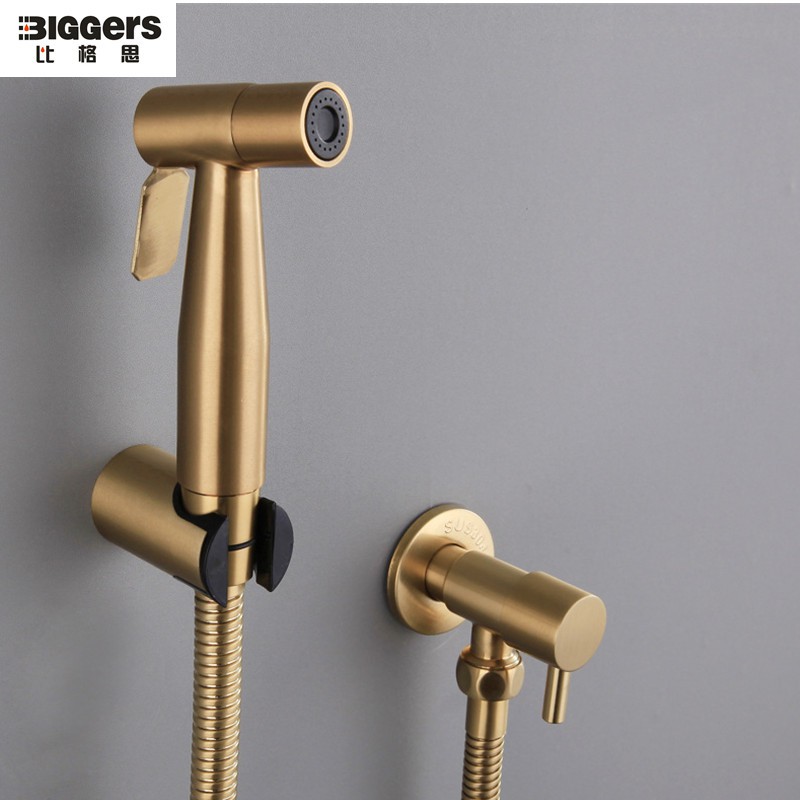 Biggers gold color brush finish stainless steel handheld toilet bidets