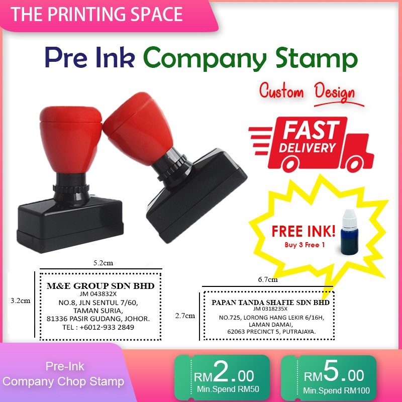 Pre Ink Chop Stamp ( Company Chop, Teacher Chop ) Custom Made Shopee