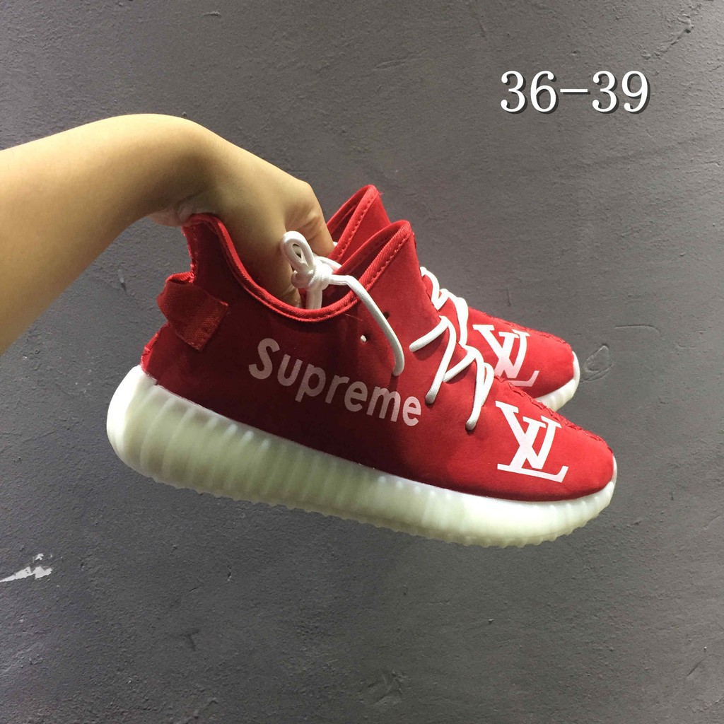 Supreme X Adidas Yeezy Boost 350 V2 Custom White Red