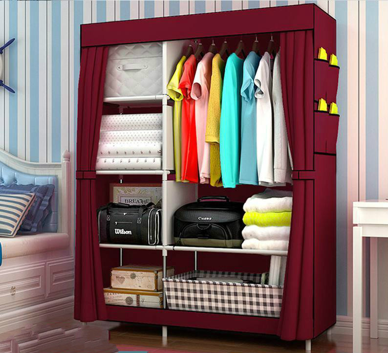 Multifunctional Wardrobe Hanging Rail Wardrobe Simple Wardrobe Dormitory Wardrobe Assembly Cloth