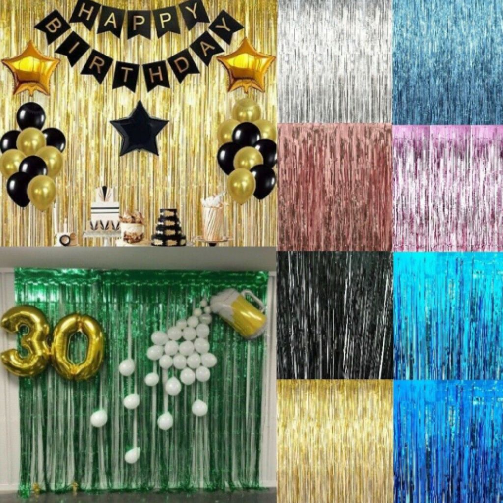 (Spore Seller) Tinsel Foil Curtains. Party Streamer . Metallic Foil