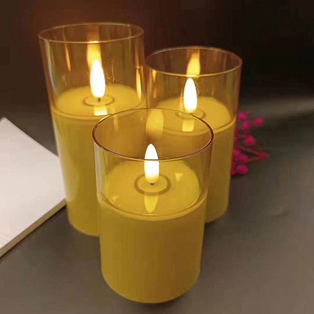Led Candle Lights Smokeless Flickering Acrylic Glass Candles Electric Candles Warm White Party