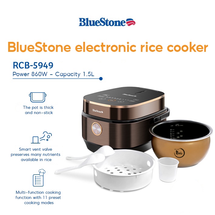 BlueStone Electric Rice Cooker 1.5L RCB5949 (VN touch panel