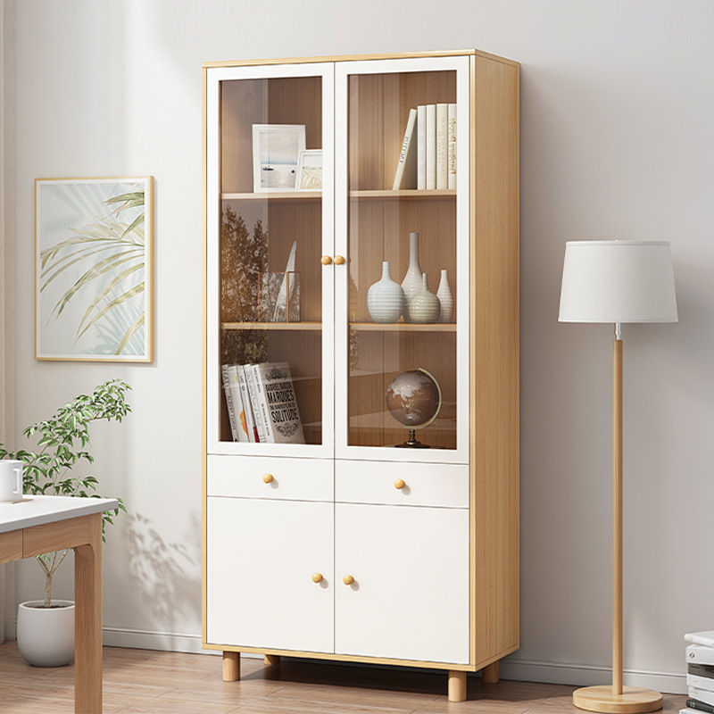 Nordic Light Luxury and Simplicity Bookcase with Door Modern Glass Door