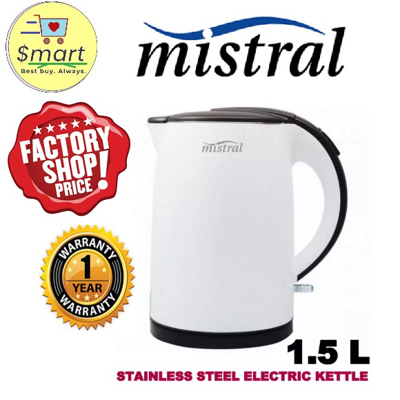 Mistral Double Wall Stainless Steel Electric Kettle (1.5L) MEK15DW